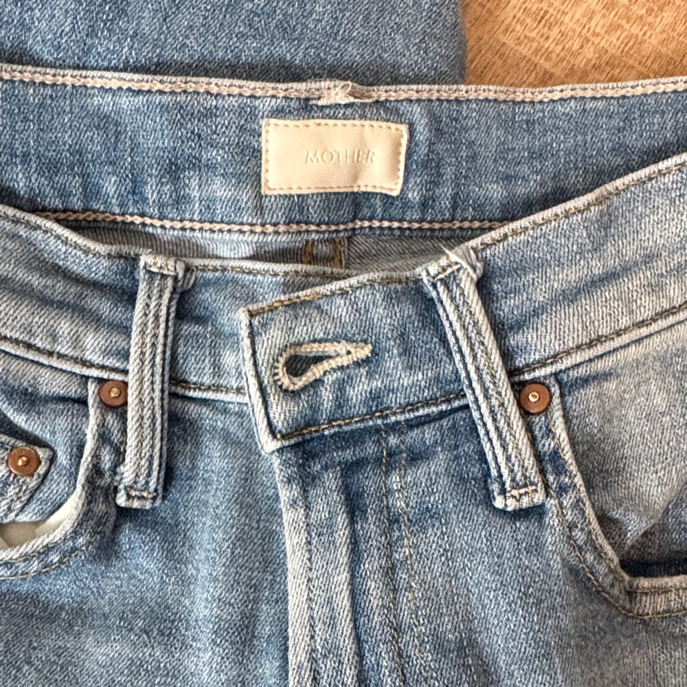 MOTHER High Rise Denim Jeans in Light Blue